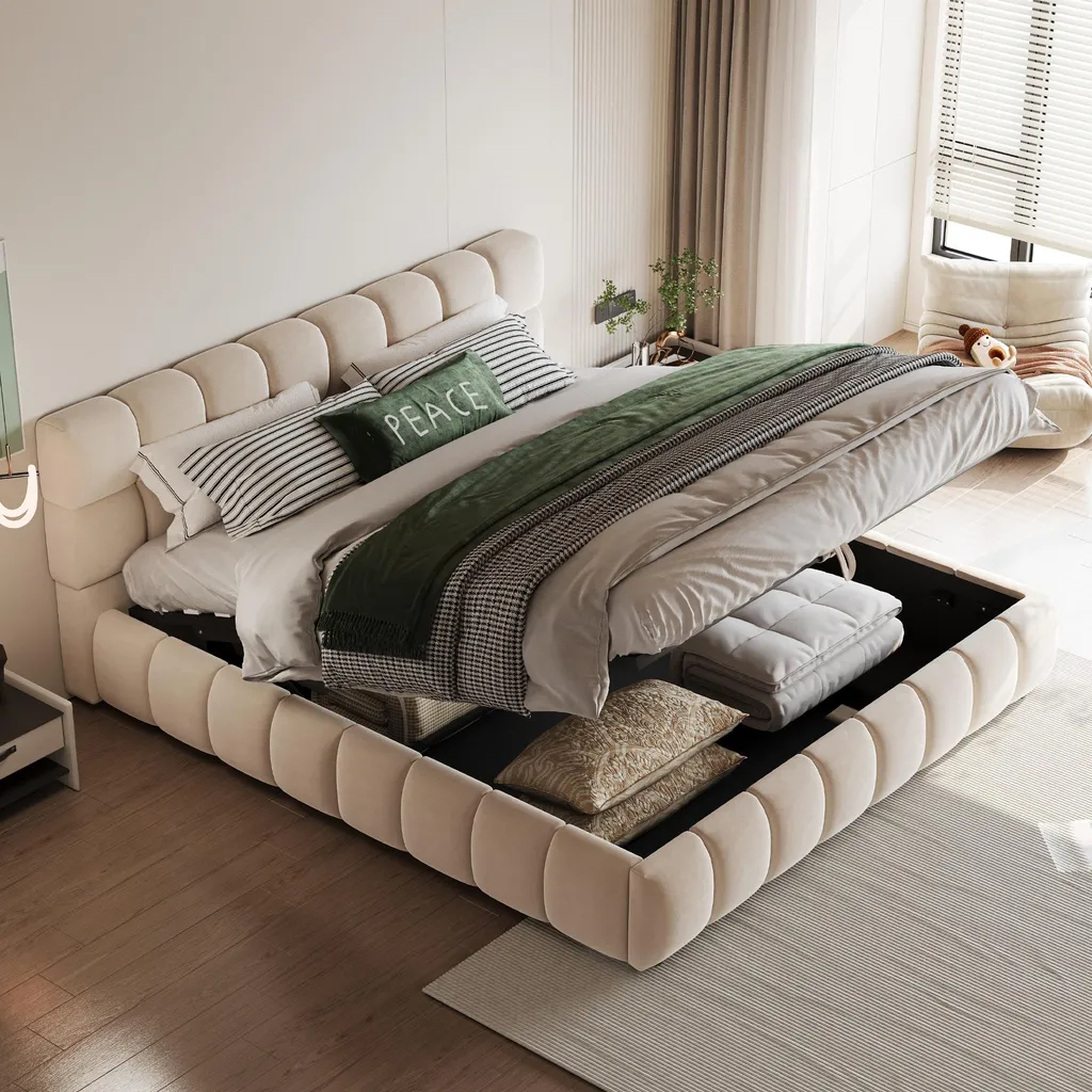 Lit de rangement 140x190cm : fini le désordre avec le coffre en velours