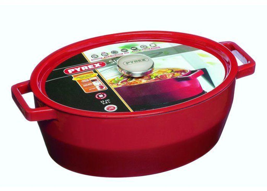 Oval casserole dish - PYREX - Slow Cook - 29 cm - Red Immagine del prodotto 