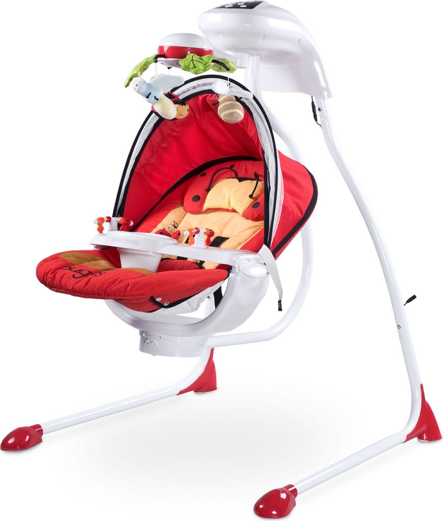 CARETERO BUGIES Babywippe Elektrisch, Babyschaukel bis 12 kg Sicherheit - Rot
