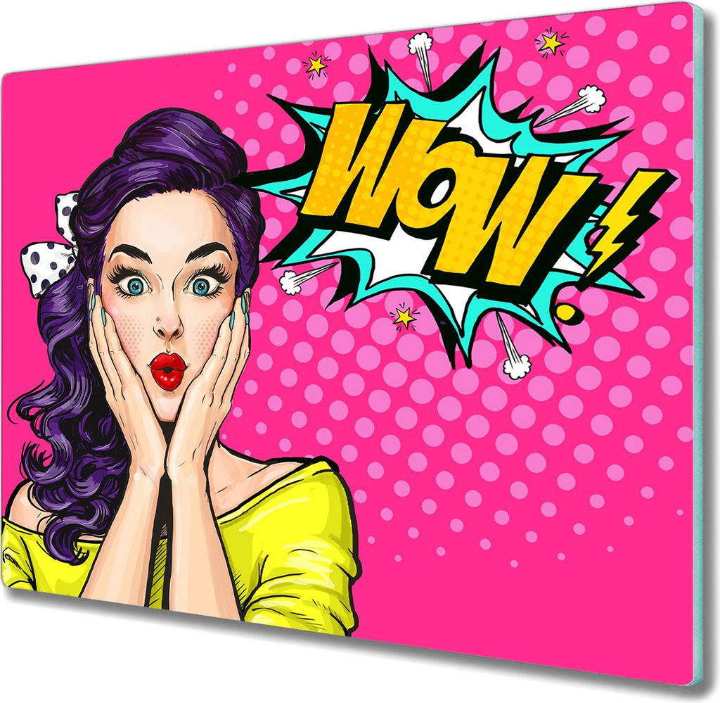 Coloray Schneidebrett Herdabdeckplatte 60x52 cm Kochplattenabdeckung Küchenbrett Hackbrett - Frauen Comics