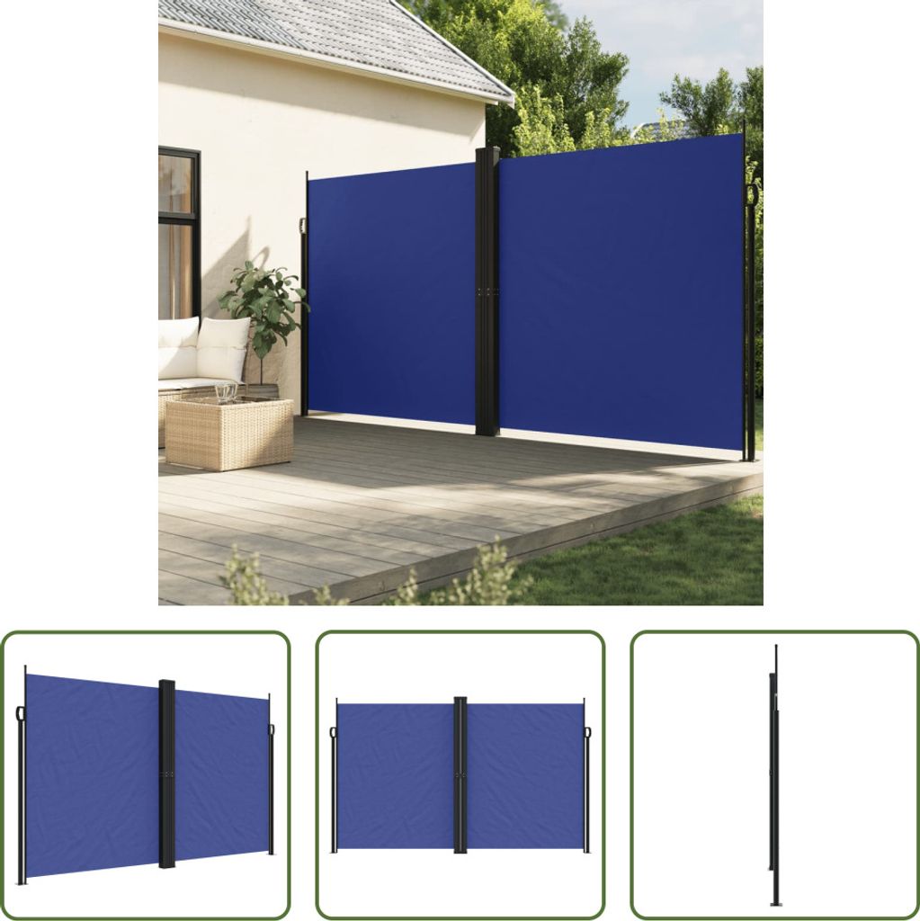 The Living Store Seitenmarkise Ausziehbar Blau 200x1200 cm