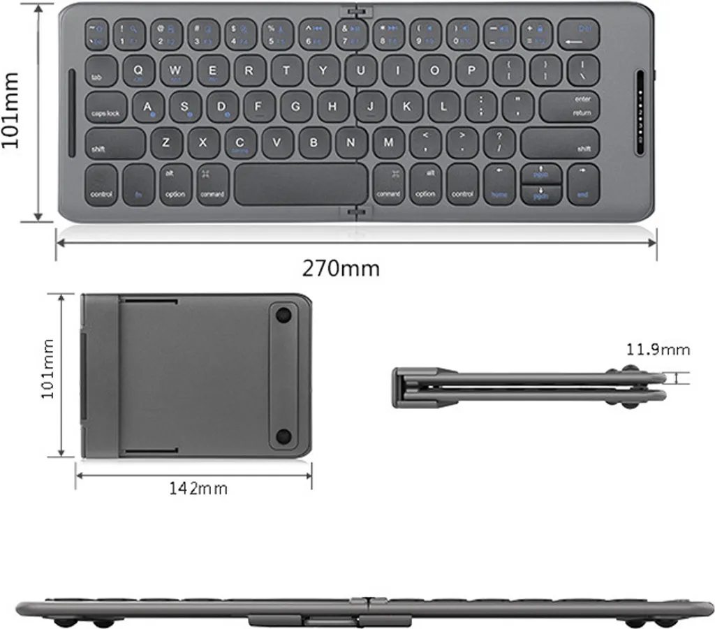 INF Clavier Bluetooth Pliable AZERTY pour Tablette et Smartphone - Noir