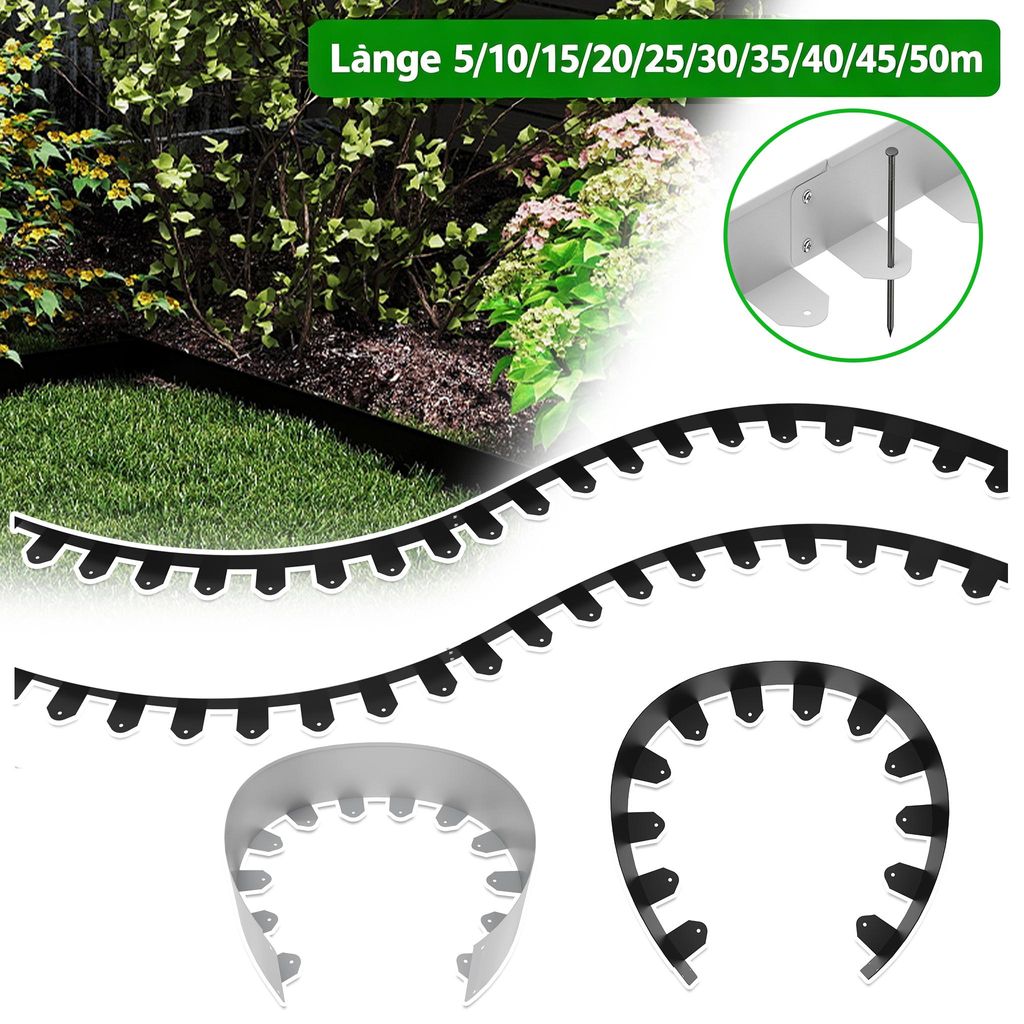 UISEBRT Bordure de jardin en métal, noire, 10 cm x 50 m – Image du produit 