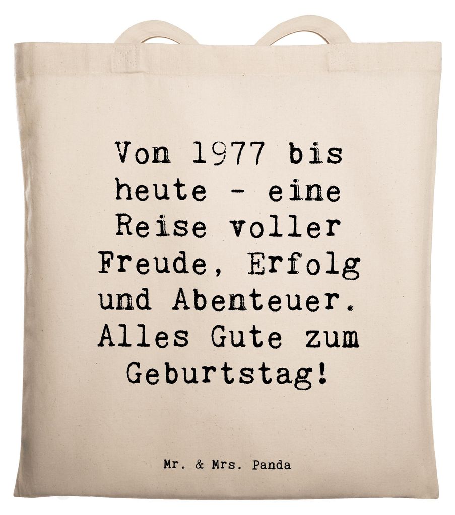 Mr. & Mrs. Panda Tote Bag Spruch 1977 Geburtstag - Weiß - Geschenk, Tasche, Geschenkideen, Glückwunsch, totebag, Geburtsjahr, Beutel, Feier, Happ...