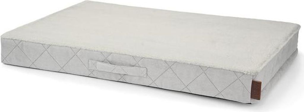 A product shot of a rectangular cushion on a white background.