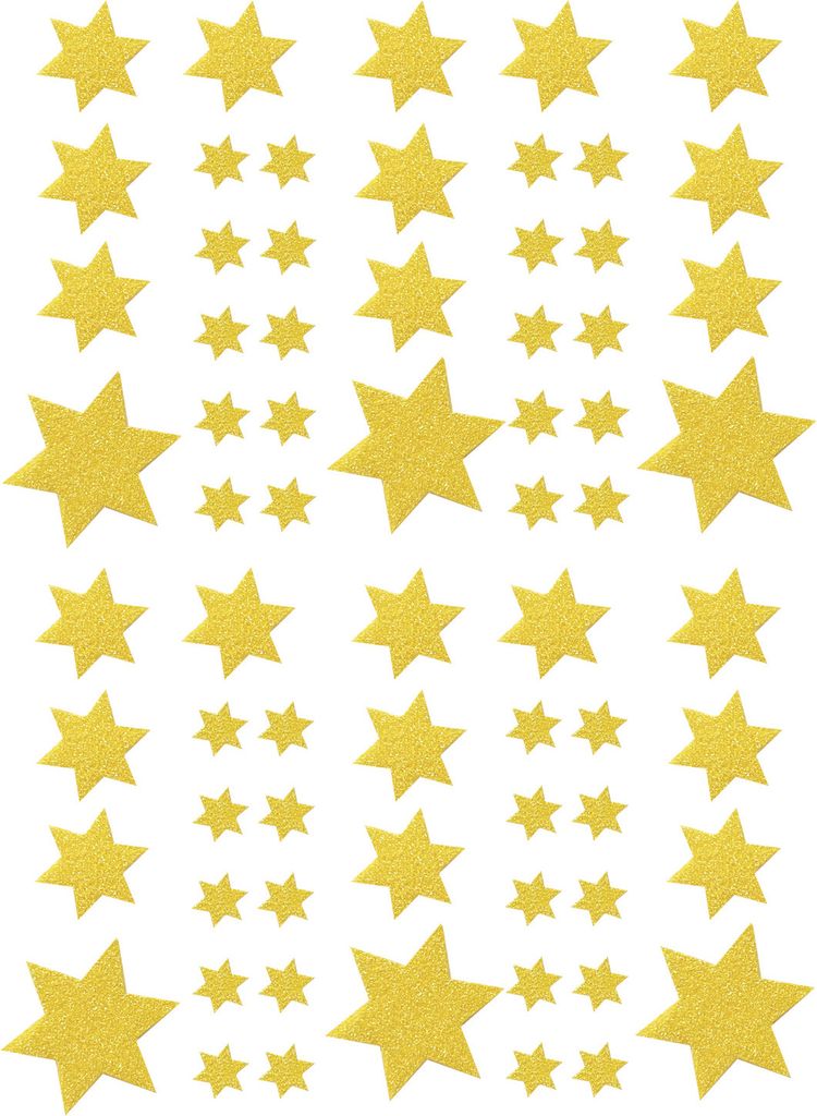 Oblique Unique 68 Sterne Sticker Aufkleber Glitzernd für Weihnachten Weihnachtsdeko Weihnachtssterne - gelb