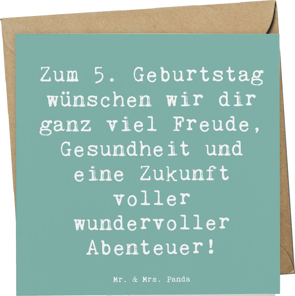 Mr. & Mrs. Panda Klappkarte Spruch 5. Geburtstag Freude - Meeresbrise - Geschenk, Glückwunschkarte, anlasskarte, faltkarte, Grußkarte, Geschenke ...
