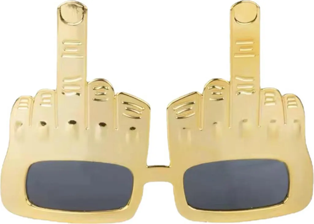 Partito Occhiali da sole pazzo Novità in piedi dito medio divertente decorazione d'oro