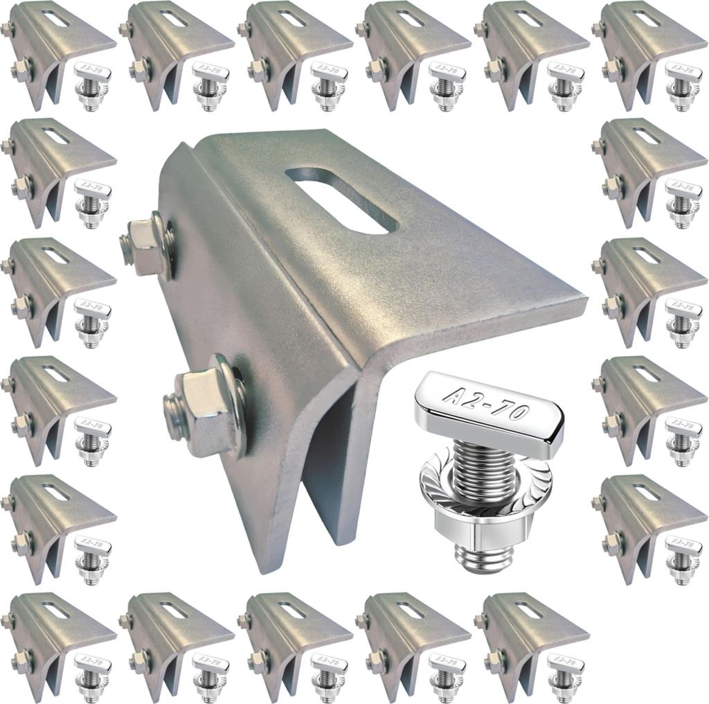 5 Module Montageset Blechdachklemme mit Hammerkopf 22,8