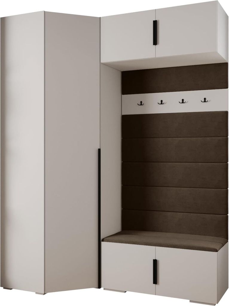 MEBLE KRYSPOL Inova 1 Möbelset Garderobe, 236,7x181,7x47cm - Weiß, Manila 04, Schwarz