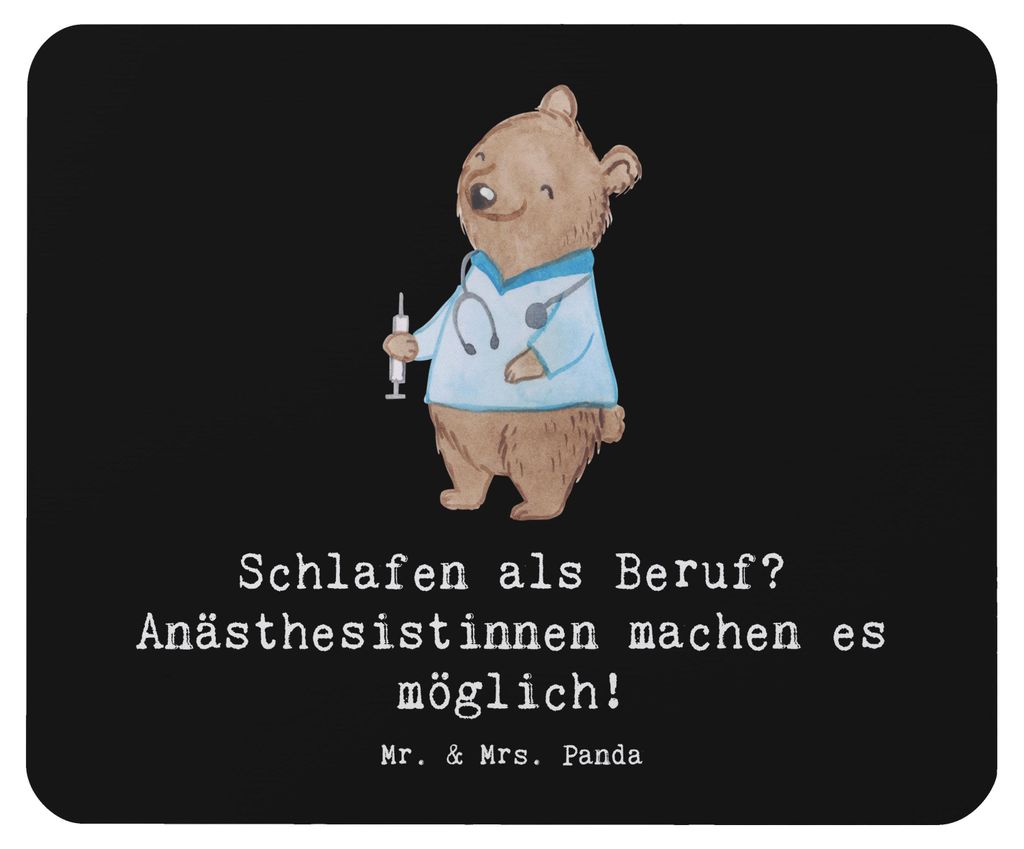 Mr. & Mrs. Panda Mousepad Anästhesistin Freude - Schwarz - Geschenk, Berufspassion, Anästhesie, Mouse Pad, Intensivpflege, Narkose, Operationserf...
