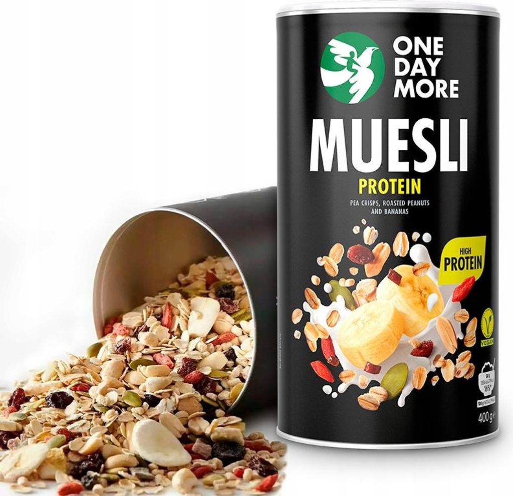 OneDayMore | Protein Müsli 400g | 83,2g Eiweiß Fitness Frühstück für Sportler High Protein