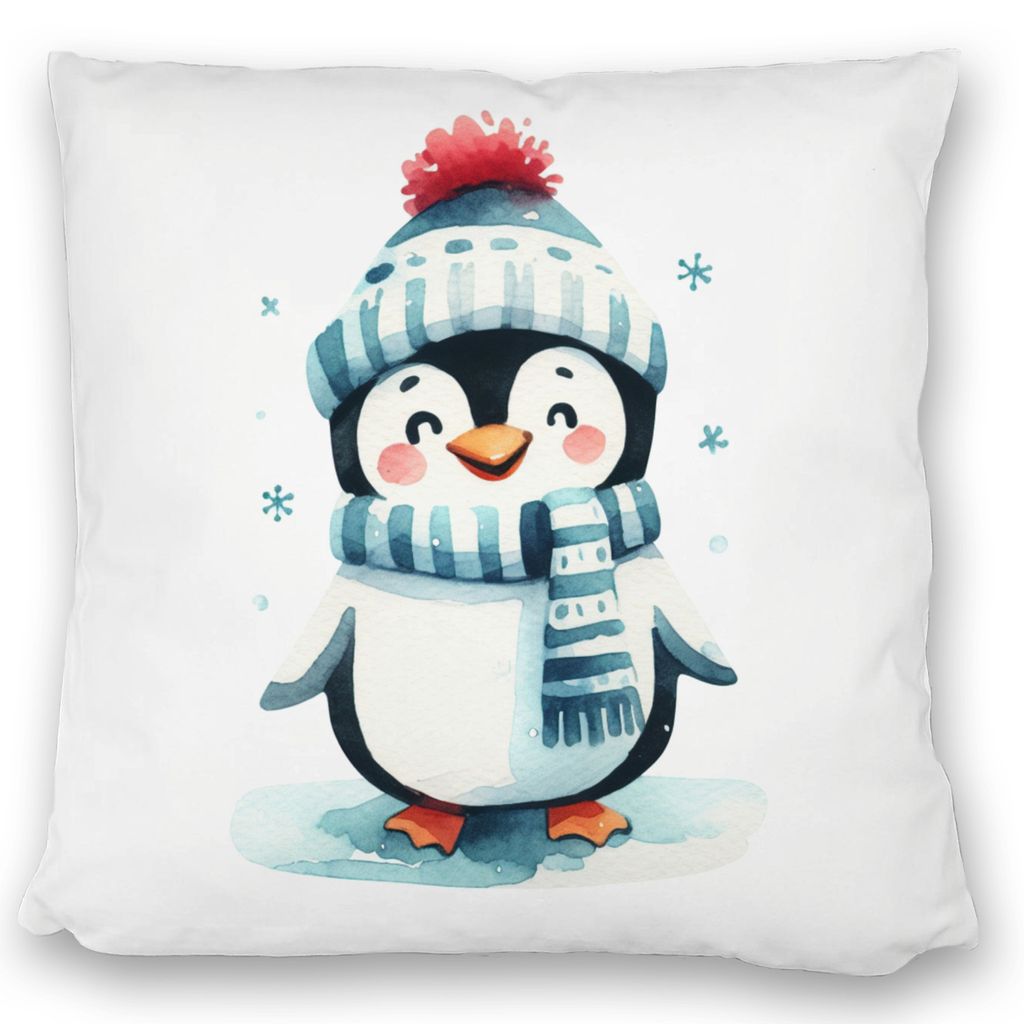 lustiger Pinguin Kissen satiniert