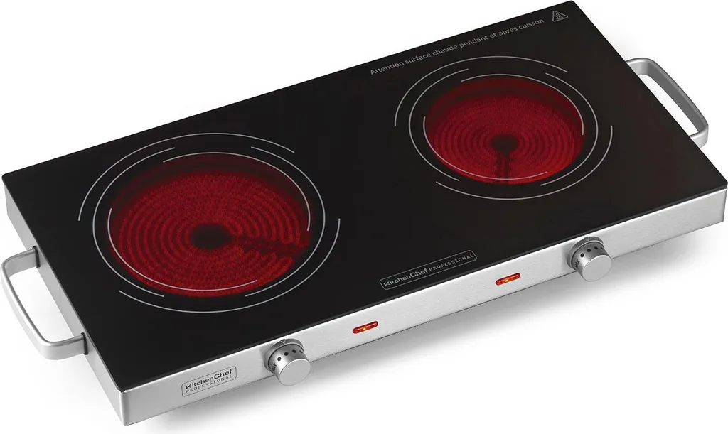 Table de Cuisson Vitrocéramique 2 Foyers à Poser en Acier Inox Robuste