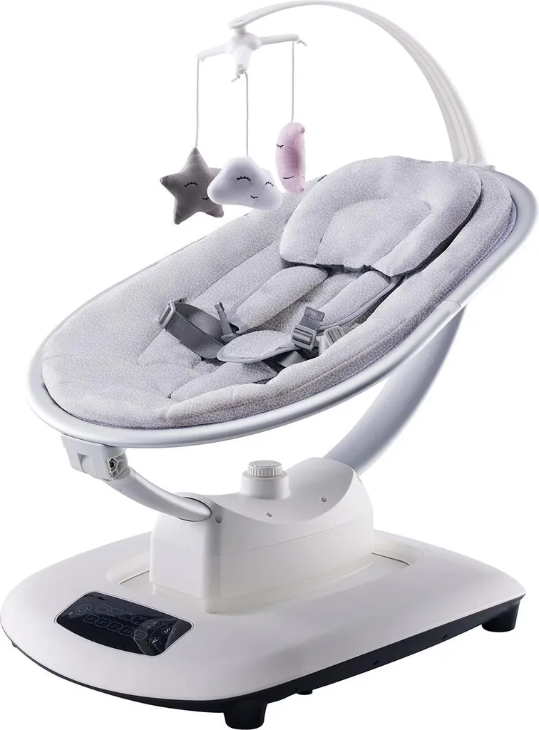 Transat bébé électrique 5D gris clair avec musique et télécommande IR