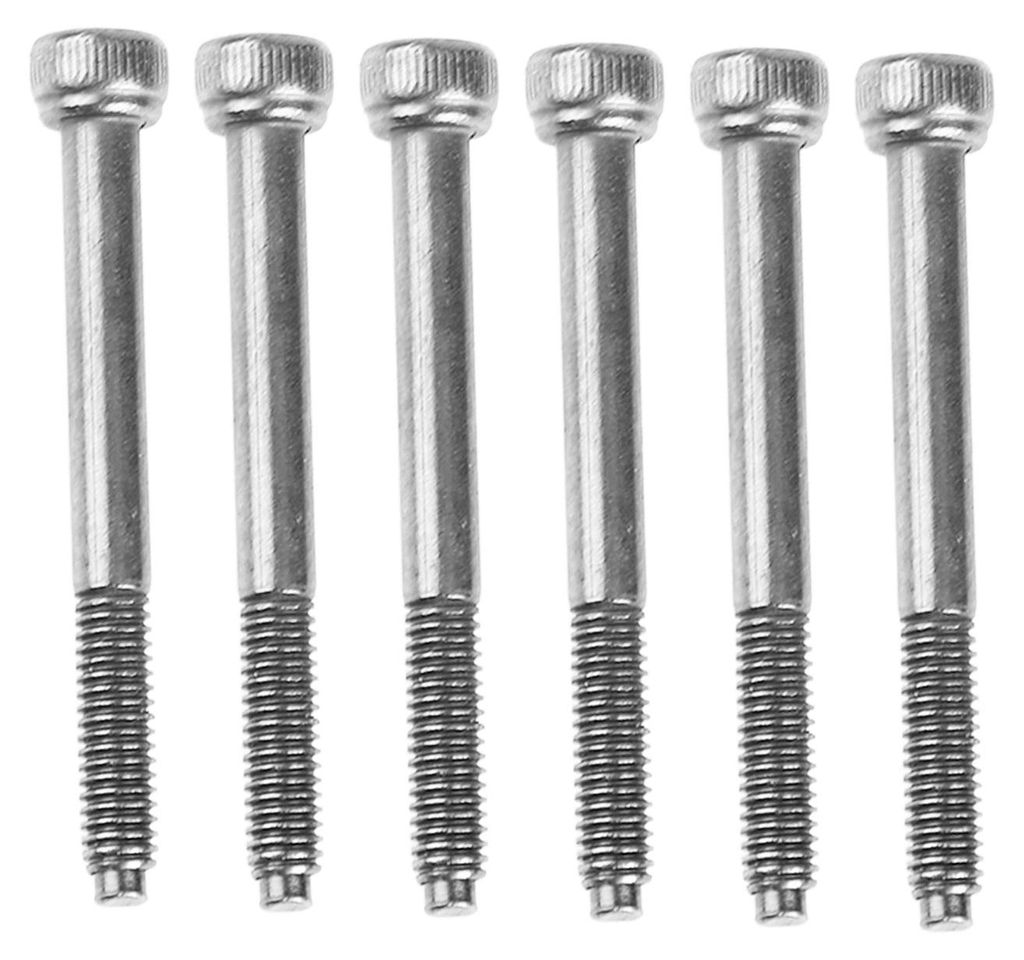 6 Stück 42 mm E-Gitarren-Stegschrauben mit Doppelverriegelung, Tremolo-Stegschrauben, schwarz vernickelt