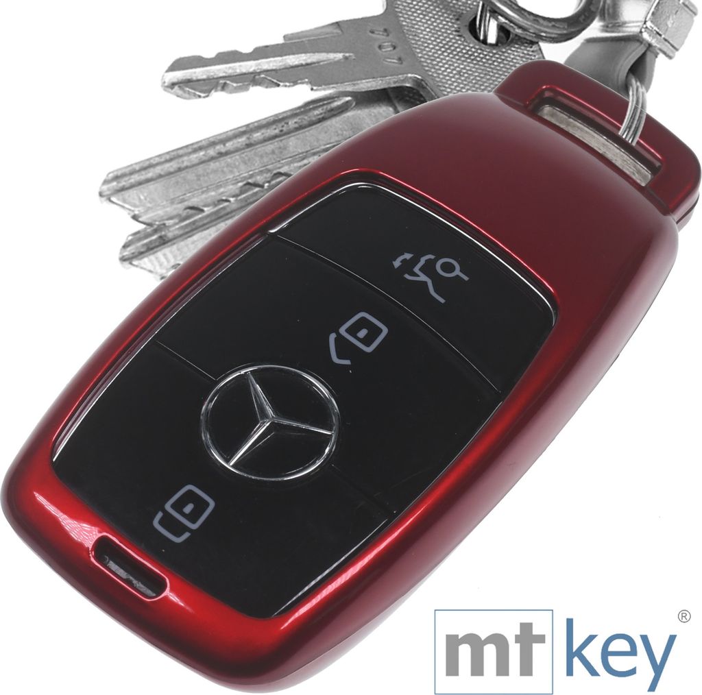 Auto Schlüssel Kunststoff Hülle ABS Plastik Schutz Cover Rot kompatibel mit Mercedes Benz E-Klasse W213 S213 C238 KEYLESS SMARTKEY