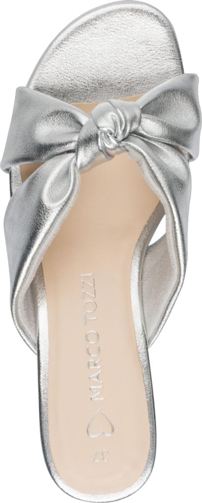 MARCO TOZZI Damen Pantolette Knoten Queenie 2-27202-46, Größe:39 EU, Farbe:Silber