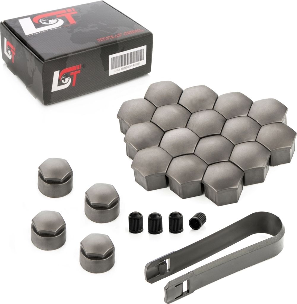 20x Radschrauben Kappen Set 17mm matt grau Anti-Diebstahl für JEEP CHRYSLER FORD