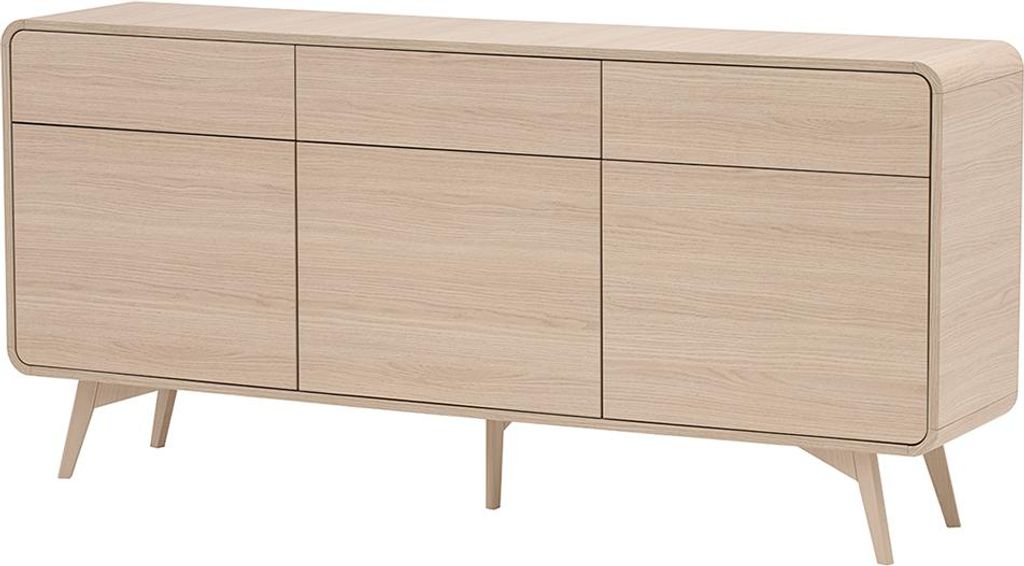 Wohnzimmer Sideboard mit 180 cm Breite in Eiche, 3 Türen, 3 Schubladen - TULSA-61