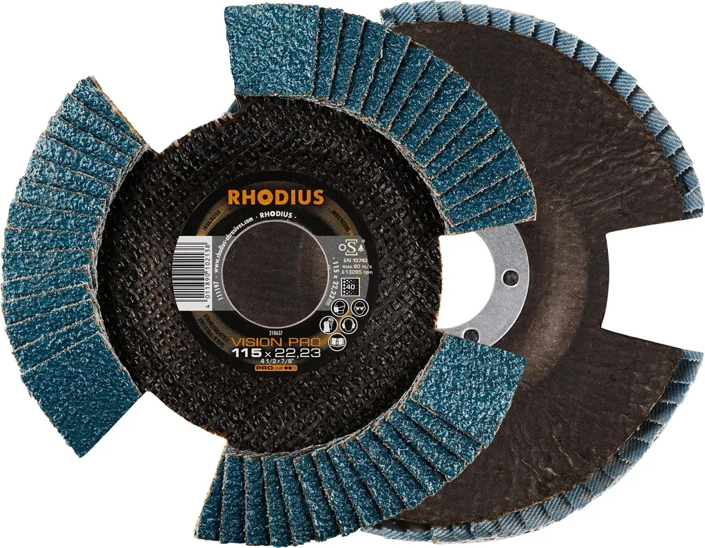 Disco Lamellare RHODIUS VISION PRO 115x22.23 G40 - Smerigliatura Trasparente