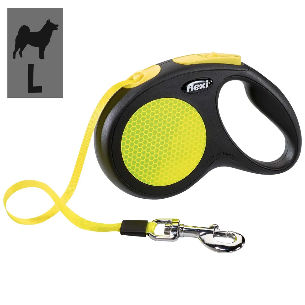 Laisse enrouleur Neon 3 Reflekt 5 m ruban robuste pour chien urbain