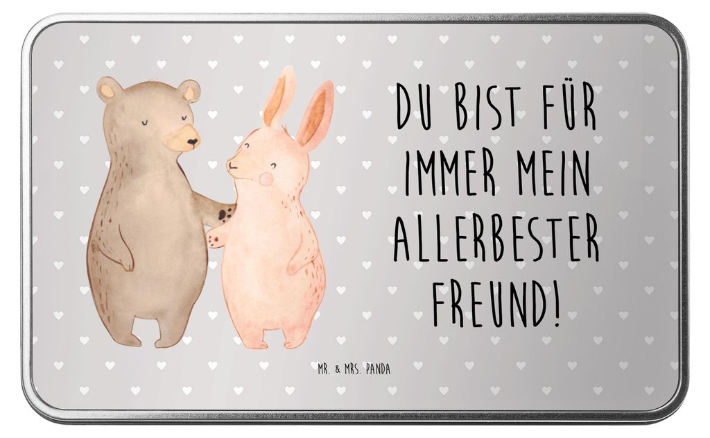 Mr. & Mrs. Panda schmuckdose Bär und Hase Umarmen - Grau Pastell - Geschenk, Freundinnen, Keksdose, Metallbox, Best Friends, Kaffeedose, BFF, Gesc...