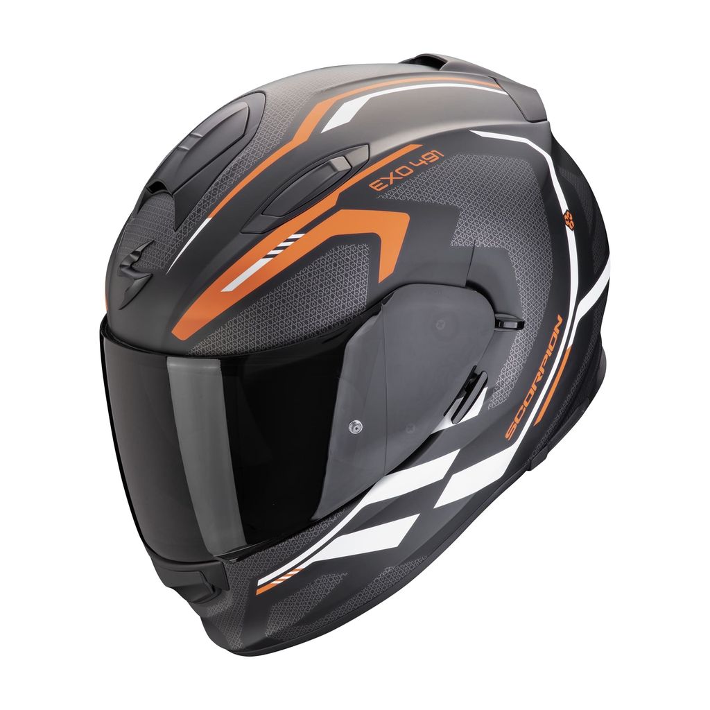 Scorpion Exo-491 Kripta Helm, schwarz matt/weiß/orange, S (55/56)