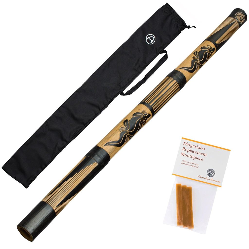 Geschnitzt Didgeridoo 120cm – Inklusive Tasche und Bienenwachs