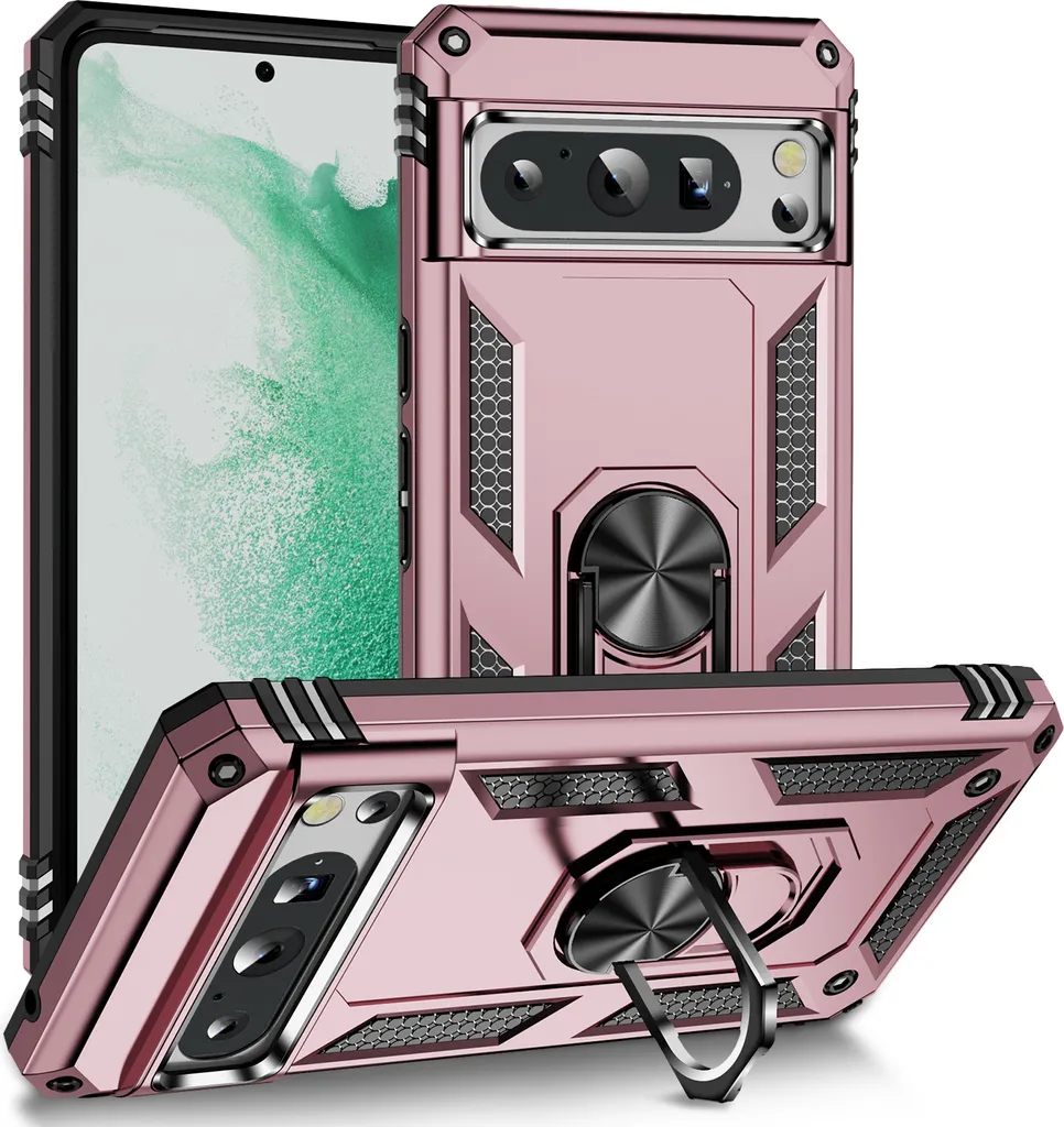 Cover Pixel 8 Pro Rugged Oro Rosa: Protezione Militare e Anello 360°