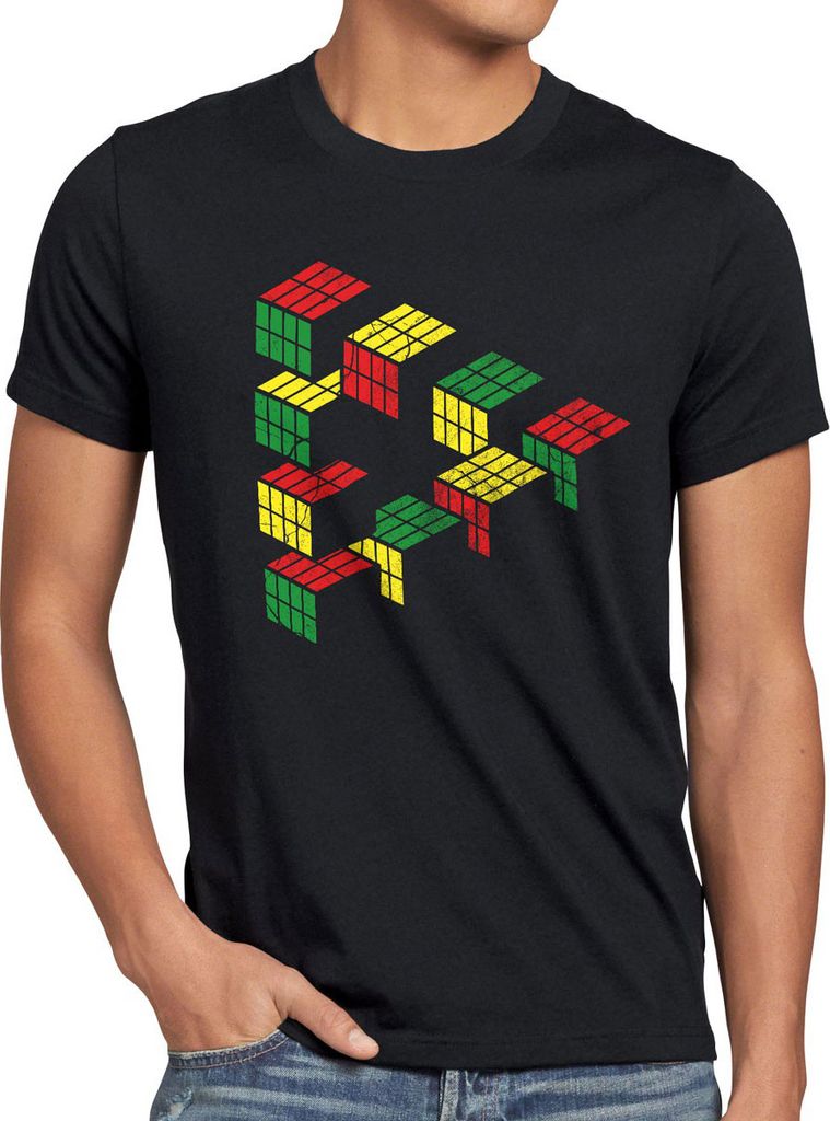 style3 Vintage Würfel Herren T-Shirt sheldon, Größe:4XL, Farbe:Schwarz