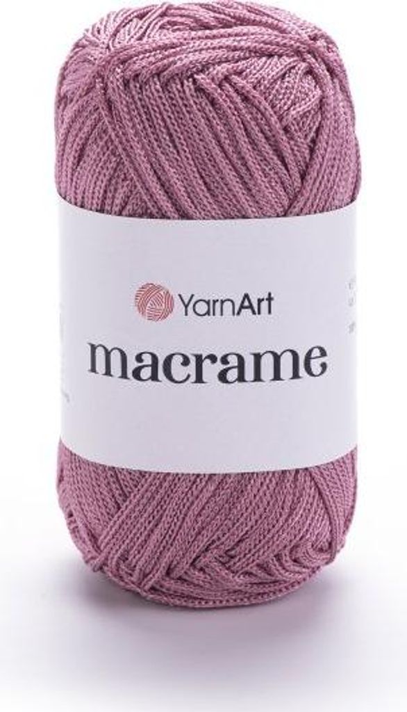 A ball of pink yarn with a white label.