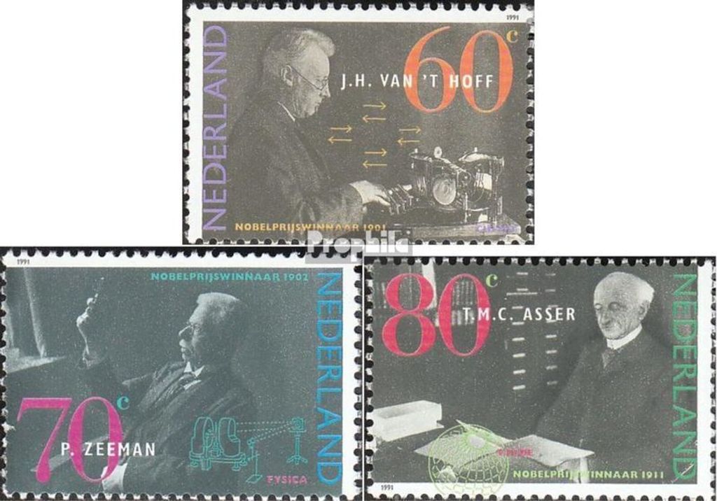 Briefmarken Niederlande 1991 Mi 1418-1420 (kompl.Ausg.) postfrisch Nobelpreisträger