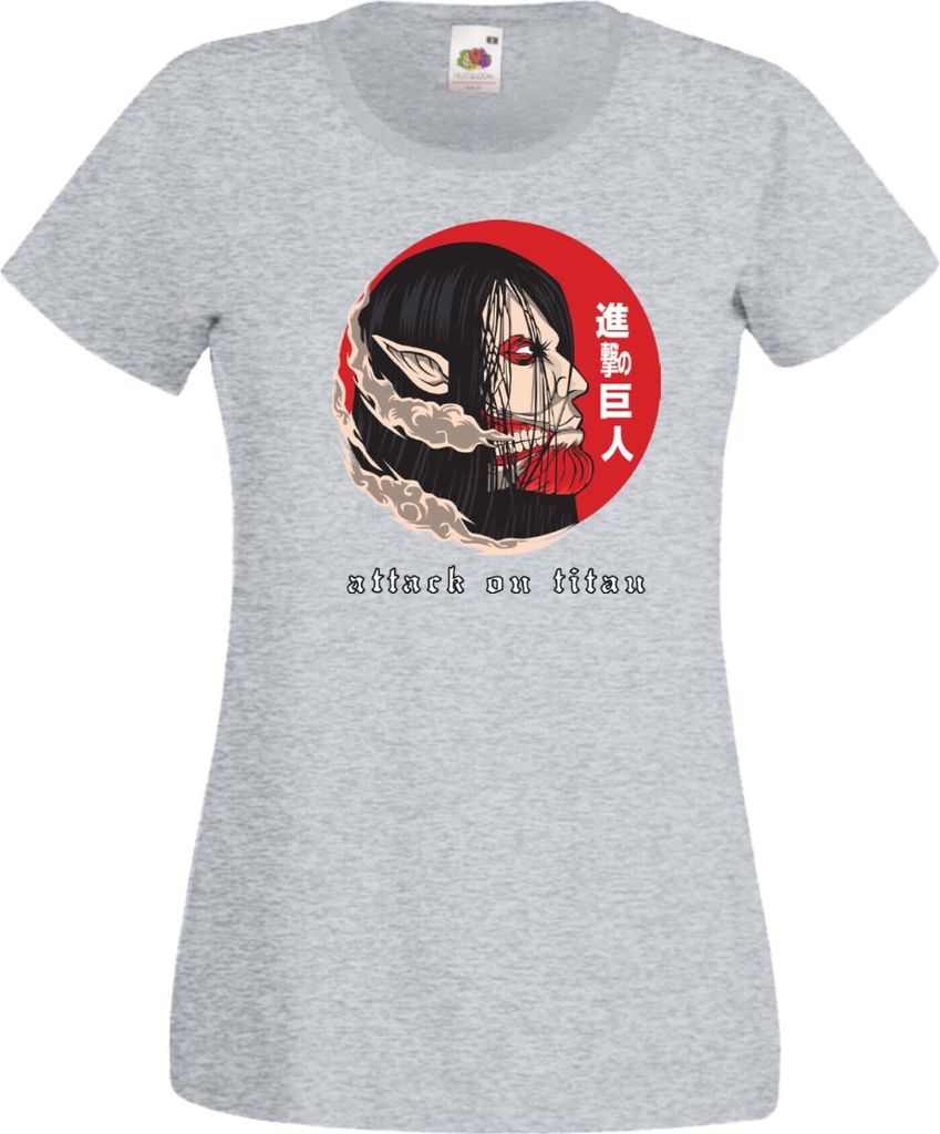 Damen T-Shirt Attack Anime On Titan Eren Yeager 06 Var-014 Yeager Hero, Lady XL / Grau