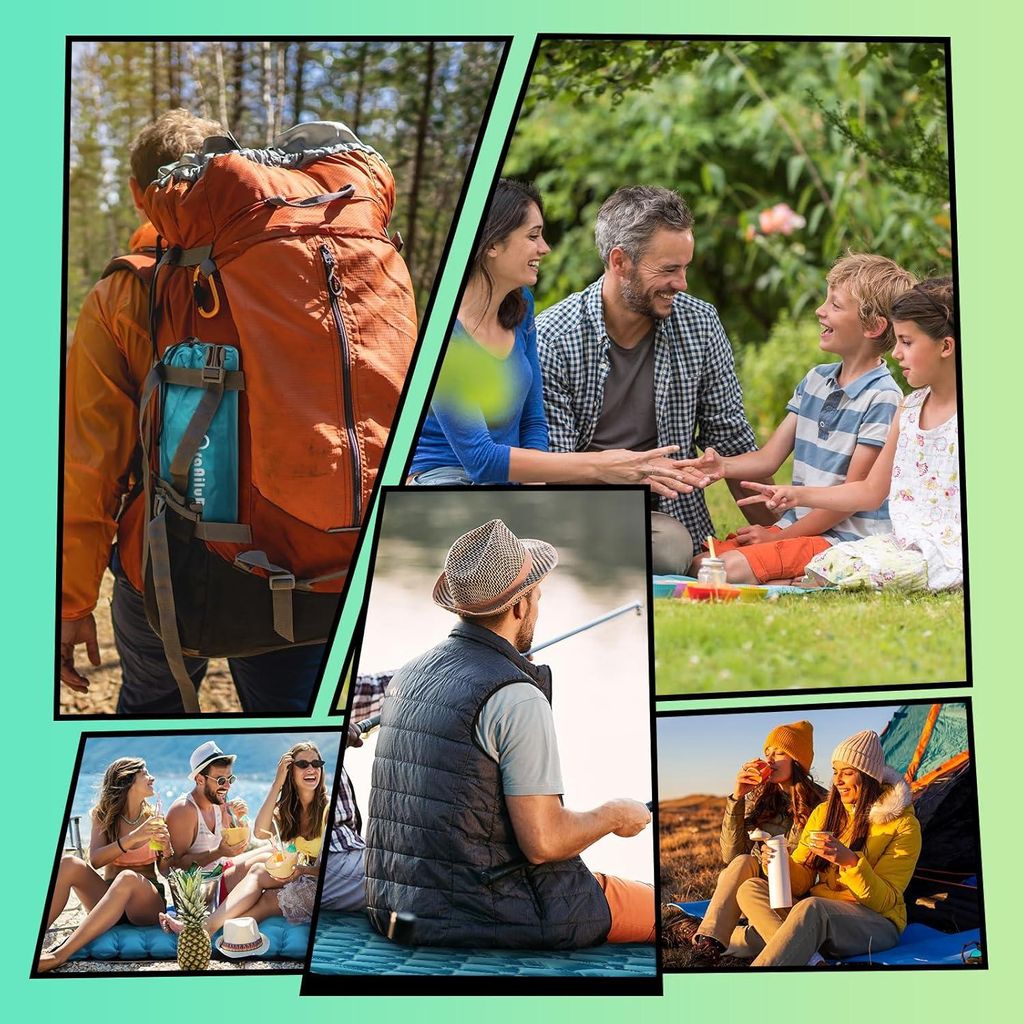 Ultralight Aufblasbare Matratze für Einzelbett mit Kissen - Camping Outdoor Strand Wandern - Tragbar Selbstaufblasende Matratze