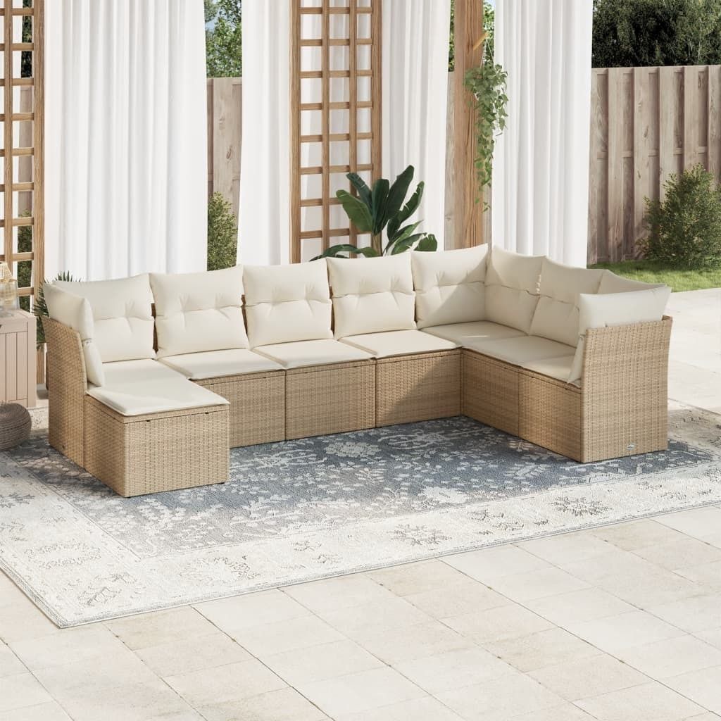 Maison Exclusive - 8-tlg. Garten-Sofagarnitur mit Kissen Beige Poly Rattan