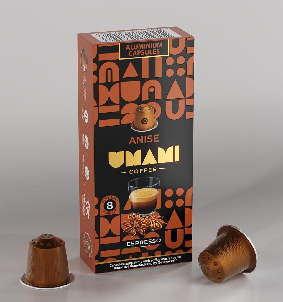 Umami Coffee - Anise Espresso Kapseln – Intensiver Geschmack mit einem Hauch von Anisearoma – 100% Kompatibel mit Nespresso