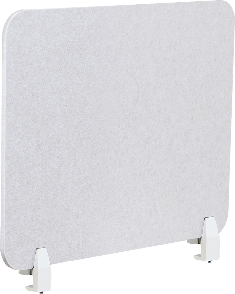 BELIANI Schreibtisch Trennwand Cremeweiß Stoff PET Kunststoff 72 x 50 cm zum Aufstellen Klemmen Schallschutz Sichtschutz Pinnwand Büro Home Office