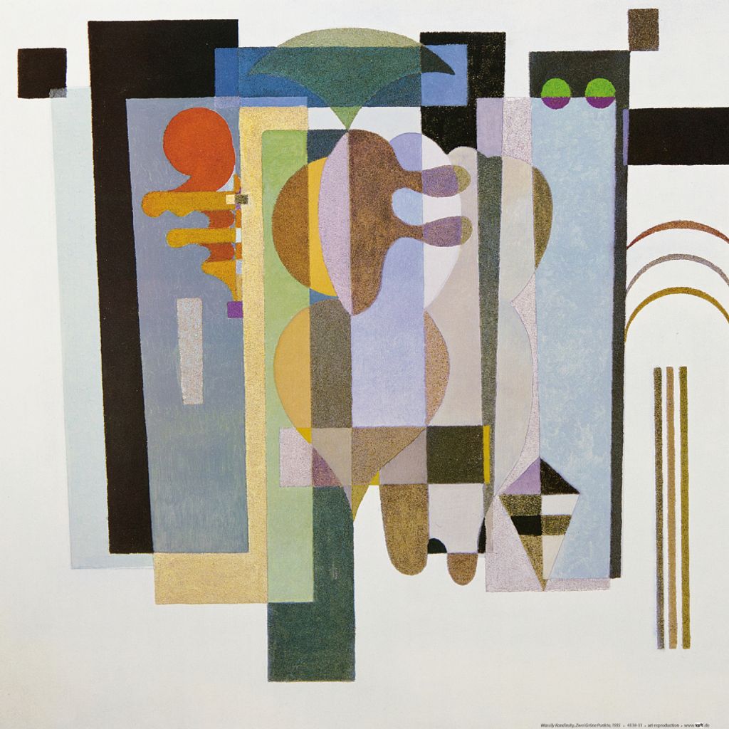 Wassily Kandinsky Kunstdruck Bild - Zwei Grüne Punkte, 1935 (40 x 40 cm)