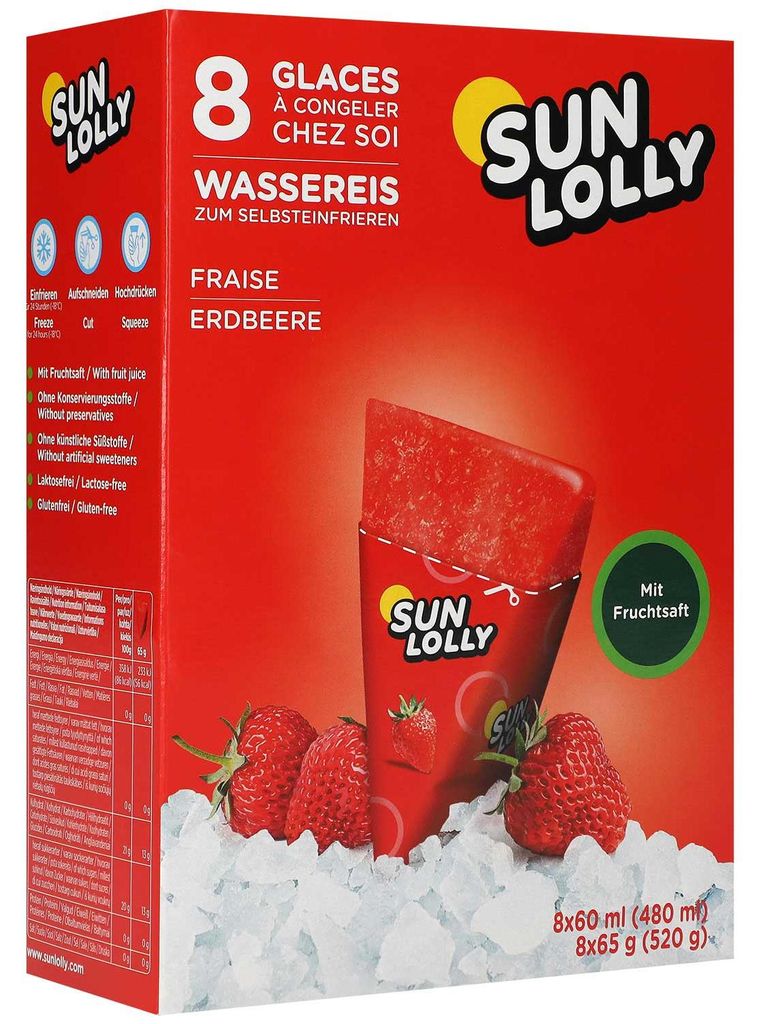 Sun Lolly Wassereis Erdbeere 8er Produktbild 