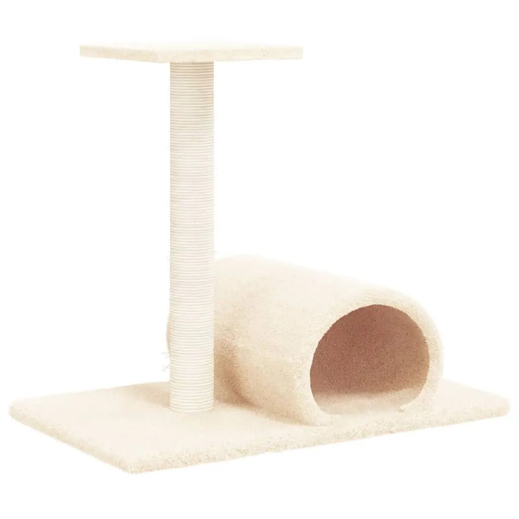 Arbre à chat avec tunnel vidaXL crème 60x34,5x50 cm pour petit félin