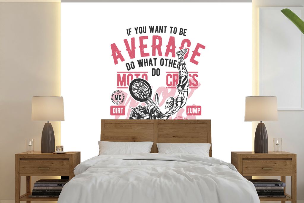 MuchoWow Fototapete für Wohnzimmer oder Schlafzimmer Wandtapete Vinyl Motivtapete Mancave - Motorrad - Vintage - Sport - 240x240 cm - Schlafzimm...