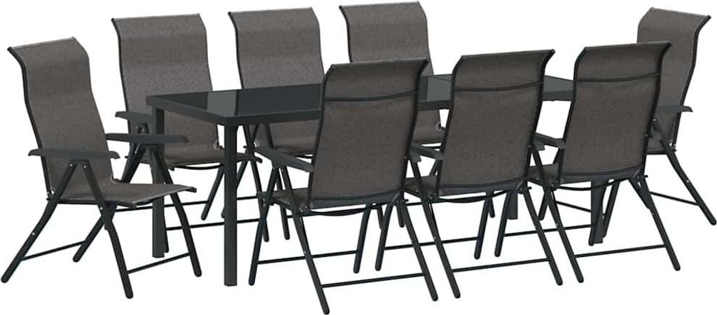 Garten Essgruppe 9 pcs Grau Pulverbeschichteter Stahl