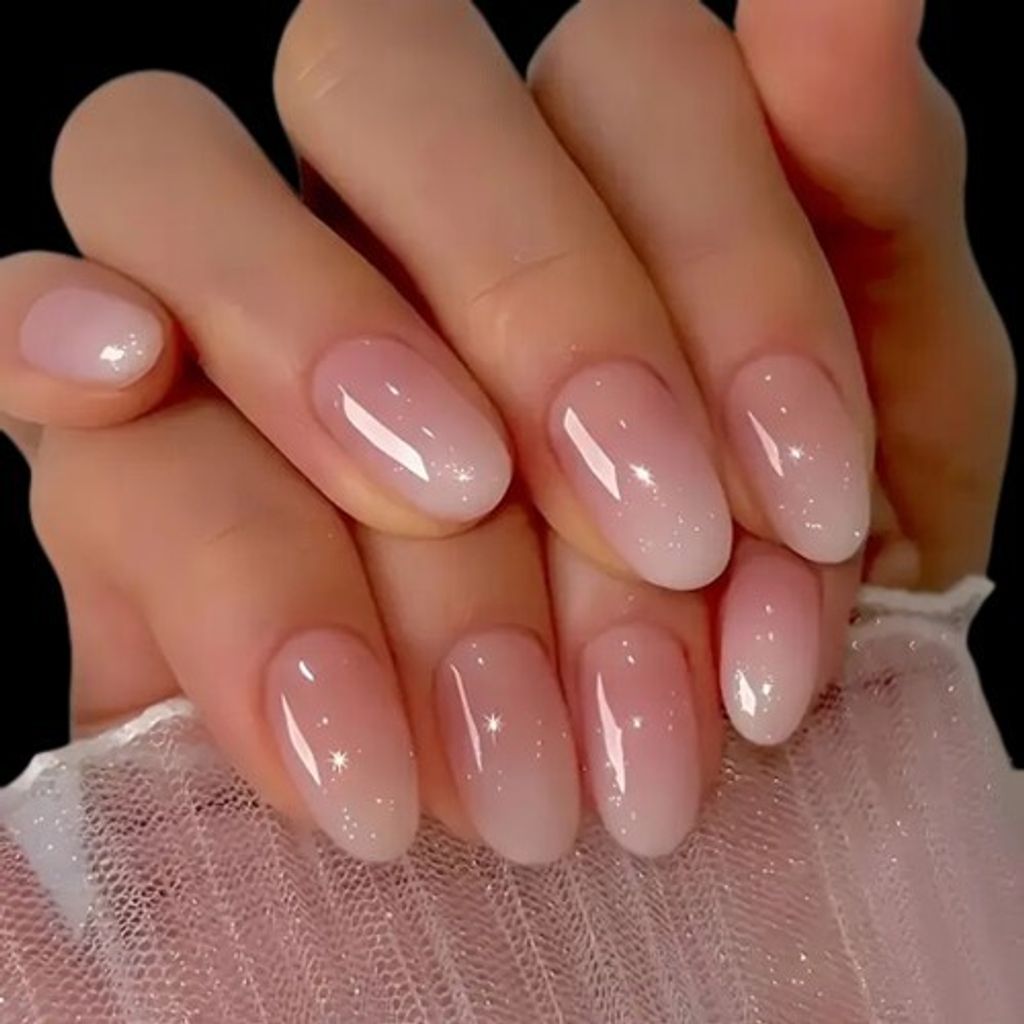 GKA Künstliche Fingernägel rosa klar Farbverlauf 24p G13 zum Aufkleben press on Nails Klebepads mit Kleber und Nagelfeile Nägel Kunstnägel Express