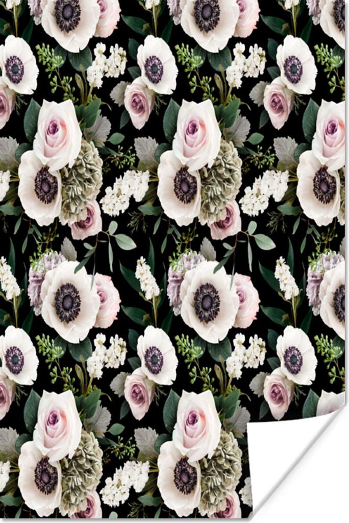 MuchoWow Poster Blumen - Anemone - Rosen 60x90 cm - Wanddekoration