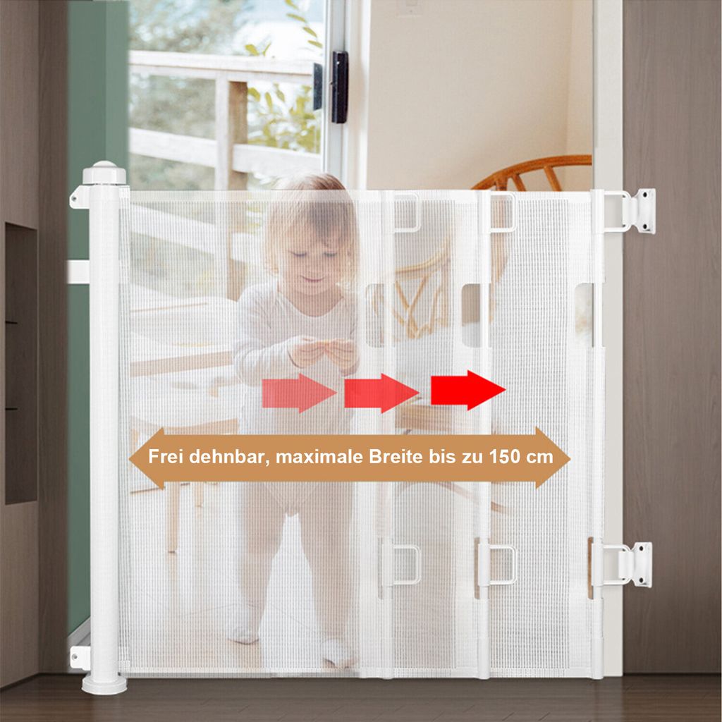 Türschutzgitter, Weiß 0-150cm Kinderschutzgitter, Produktbild 4
