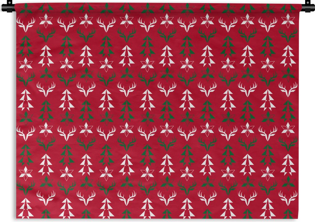 MuchoWow Wandteppich Wandbehang Hirsche - Muster - Weihnachten 120x90 cm Tapisserie Dekoration Wandtuch - Wohnen - Aufhänger für die Wand