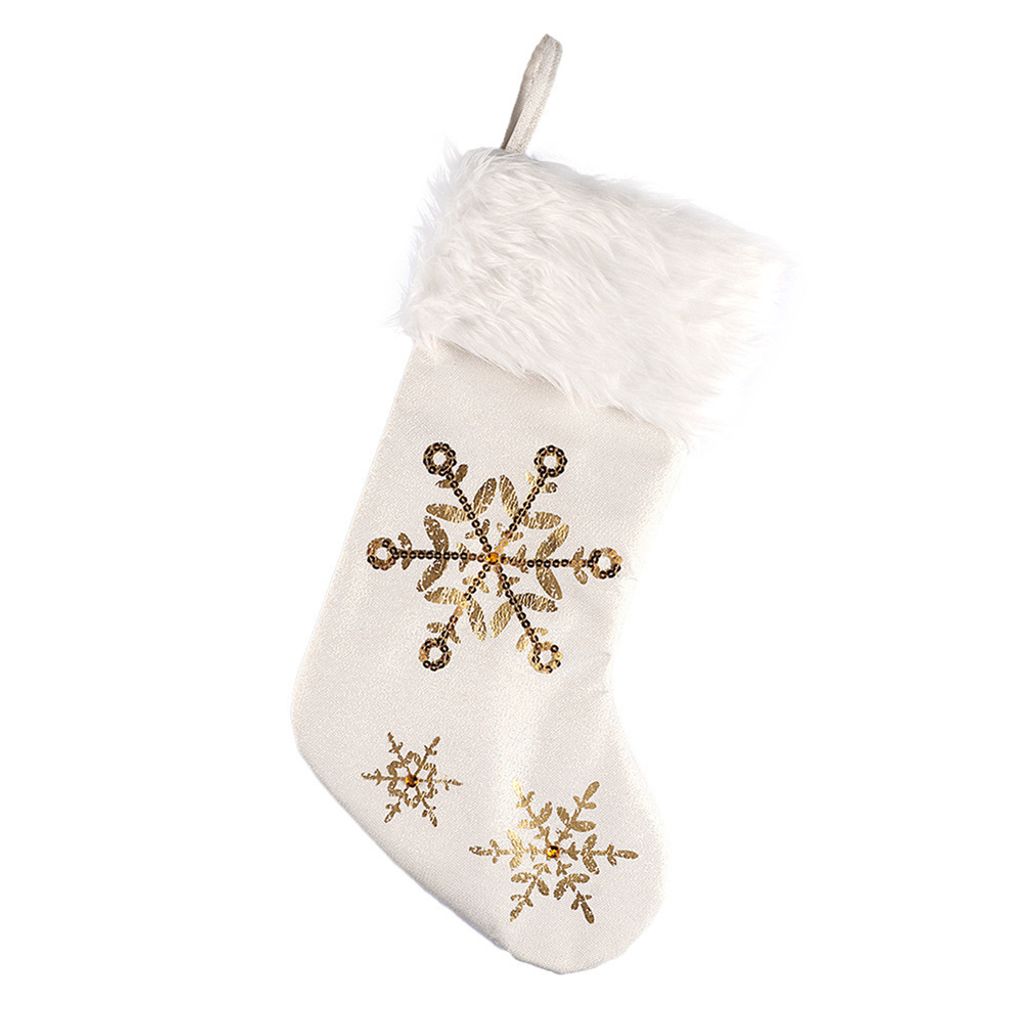 Weihnachten Socke,Süßigkeiten Tasche,Pailletten Weihnachten Strumpf,Weihnachten Süßigkeiten Tasche,Schneeflocke Weihnachten Socke
