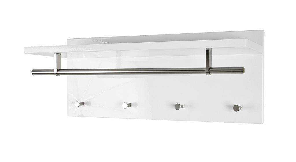 HAKU Wandgarderobe edelstahloptik, weiß - MDF, B/H/T: Produktbild 