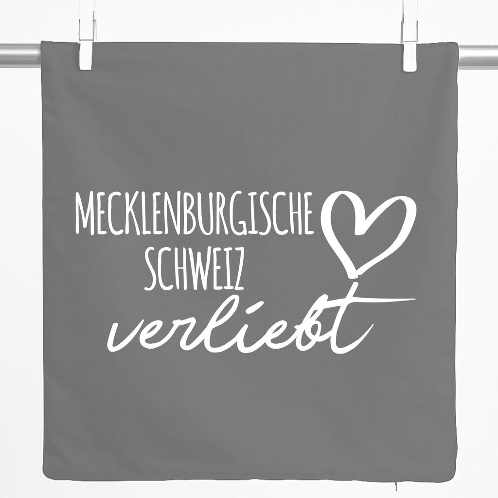 Huuraa Zierkissenbezug Mecklenburgische Schweiz verliebt Geschenk 40x40cm Steel Grey Baumwolle Mecklenburgische Schweiz Dekoration
